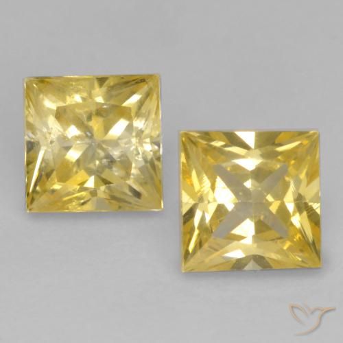 0.76 ct Yellow Sapphire, 3.9 x 3.8 mm Princess Cut From Tanzania, Photo A