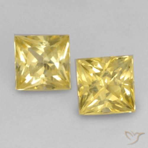 0.5 ct Loose Yellow Sapphire, 3.1 x 3.1 mm Princess Cut From Tanzania, Photo A