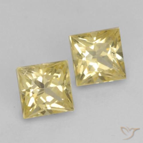 0.44 ctw Yellow Sapphire Stones, Natural Sapphire in Princess-Cut Shape for Sale