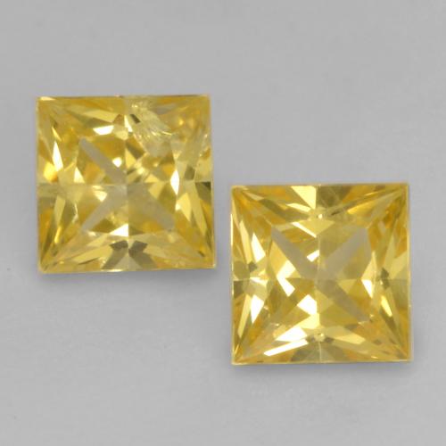 Jaune moyen Saphir gemme - 0.4ct Coupe-princess (ID: 537675)