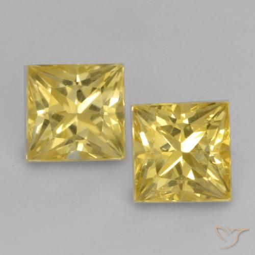 Zafiro amarillo suelto de 0,73 quilates, talla princesa de 3,7 x 3,6 mm de Tanzania, Photo A
