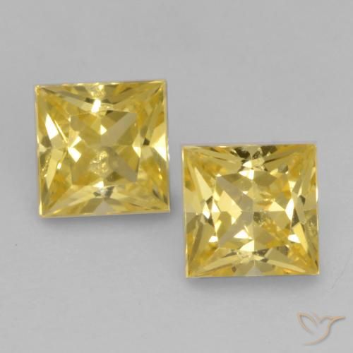0.63 ct Loose Yellow Sapphire, 3.6 x 3.6 mm Princess Cut From Tanzania, Photo A