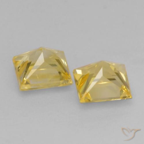 Sapphire Gemstones in 3.5 x 3.4 mm Size for Sale, Sapphire Stones in Medium Yellow Color