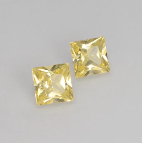 0.40 ctw Yellow Sapphire Stones, Natural Sapphire in Princess-Cut Shape for Sale
