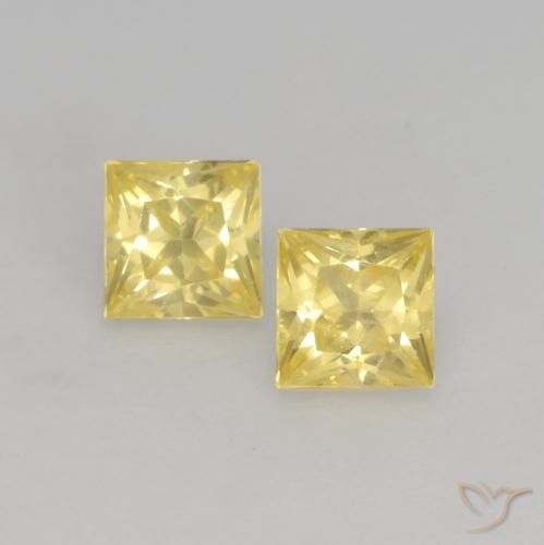 0.59 ct Yellow Sapphire, 3.5 x 3.4 mm Princess Cut From Tanzania, Photo A