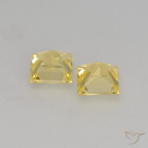 Sapphire Gemstones in 3.5 x 3.4 mm Size for Sale, Sapphire Stones in Medium-Light Yellow Color