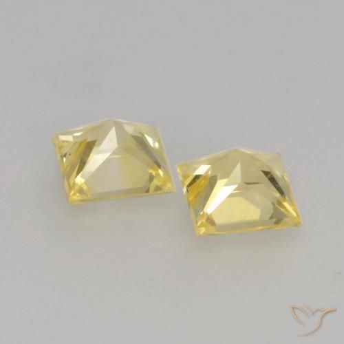 Sapphire Gemstones in 3.8 x 3.7 mm Size for Sale, Sapphire Stones in Medium-Light Yellow Color