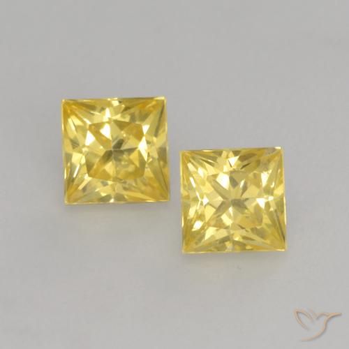 Loser gelber Saphir von 0,66 ct, 3,6 x 3,6 mm im Princess-Schliff aus Tansania, Photo A