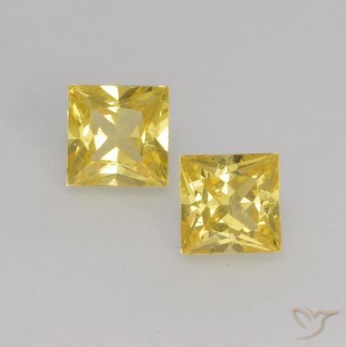 0.58ctw Natural Medium Yellow Sapphire, Square, VVS-VS