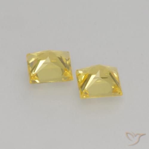 Sapphire Gemstones in 3.6 x 3.5 mm Size for Sale, Sapphire Stones in Medium Yellow Color