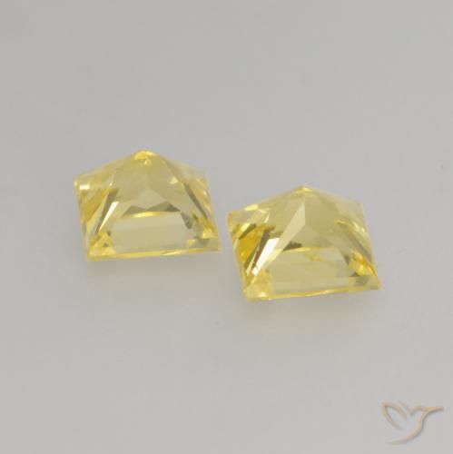 Sapphire Gemstones in 3.7 x 3.7 mm Size for Sale, Sapphire Stones in Medium-Light Yellow Color