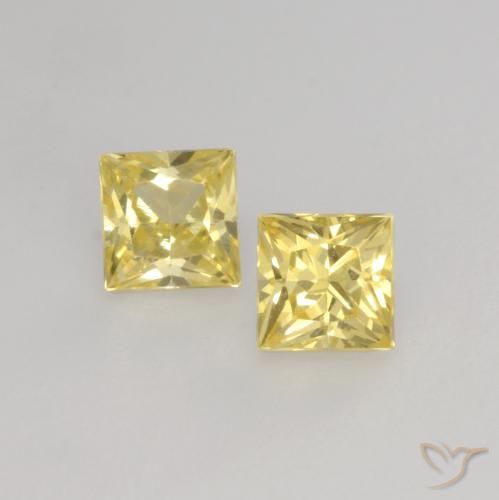 Loser gelber Saphir von 0,51 ct, 3,3 x 3,3 mm im Princess-Schliff aus Tansania, Photo A