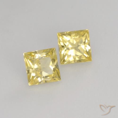 0.51 ctw Yellow Sapphire Stones, Natural Sapphire in Princess-Cut Shape for Sale