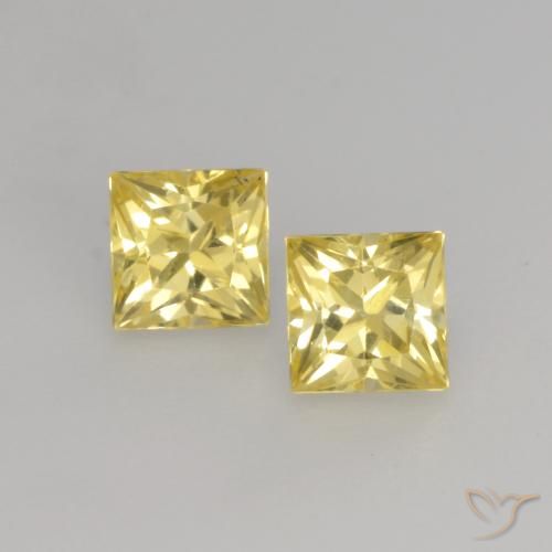 Zafiro amarillo suelto de 0,57 quilates, talla princesa de 3,4 x 3,4 mm de Tanzania, Photo A