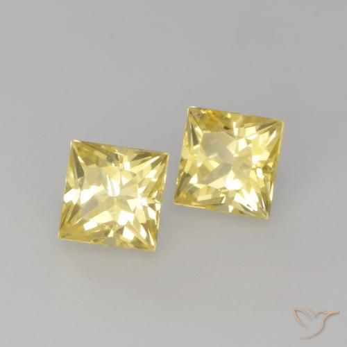 0.57 ctw Yellow Sapphire Stones, Natural Sapphire in Princess-Cut Shape for Sale
