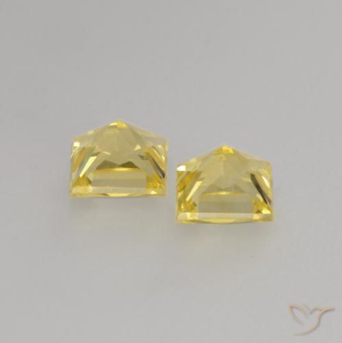 Sapphire Gemstones in 3.4 x 3.4 mm Size for Sale, Sapphire Stones in Medium-Light Yellow Color