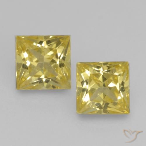0.64ctw Natural Medium Yellow Sapphire, Square, VVS-VS