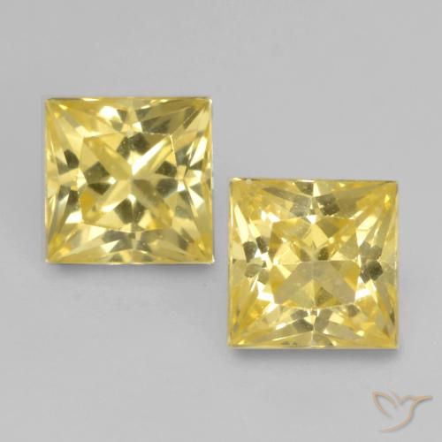 0.71 ct Loose Yellow Sapphire, 3.7 x 3.6 mm Princess Cut From Tanzania, Photo A