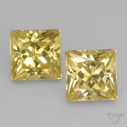 0.73ctw Natural Medium Yellow Sapphire, Square, VVS-VS