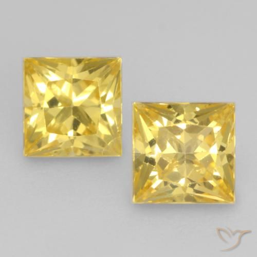 0.74 ct Loose Yellow Sapphire, 3.7 x 3.7 mm Princess Cut From Tanzania, Photo A