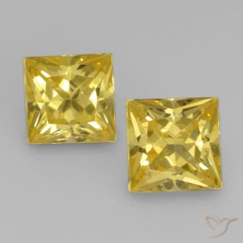 0.68 ct Yellow Sapphire, 3.7 x 3.6 mm Princess Cut From Tanzania, Photo A
