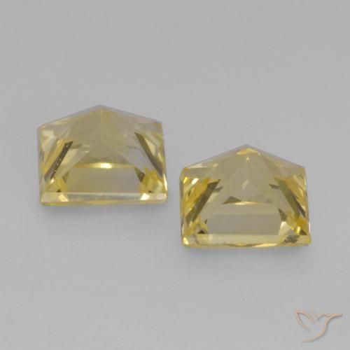 Sapphire Gemstones in 3.5 x 3.4 mm Size for Sale, Sapphire Stones in Medium-Light Yellow Color