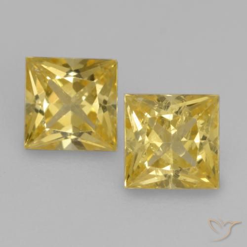 0.65 ct Yellow Sapphire, 3.6 x 3.6 mm Princess Cut From Tanzania, Photo A