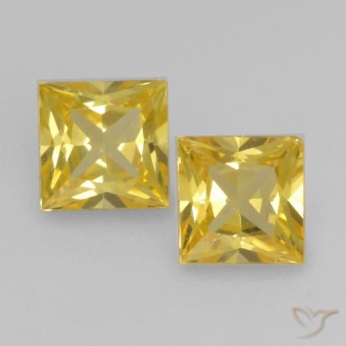 0.55 ct Yellow Sapphire, 3.5 x 3.5 mm Princess Cut From Tanzania, Photo A