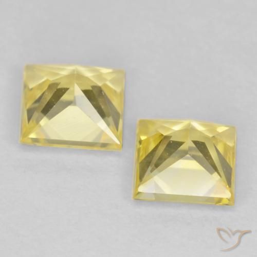 Sapphire Gemstones in 3.7 x 3.6 mm Size for Sale, Sapphire Stones in Medium Yellow Color