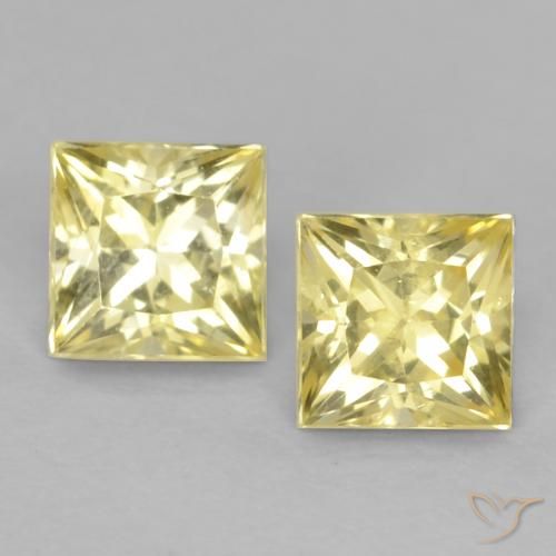 0.77 ct Yellow Sapphire, 3.7 x 3.6 mm Princess Cut From Tanzania, Photo A