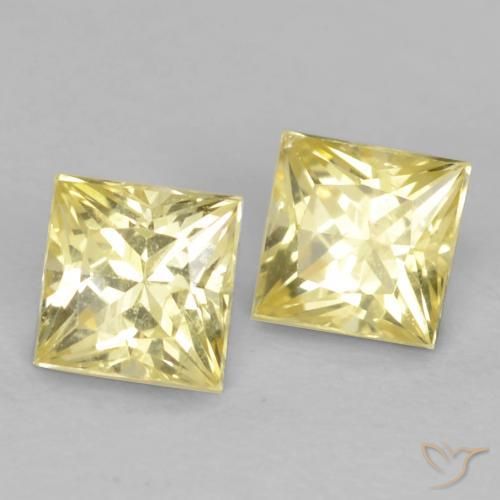 0.77 ctw Yellow Sapphire Stones, Natural Sapphire in Princess-Cut Shape for Sale