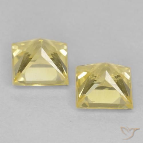 Sapphire Gemstones in 3.7 x 3.6 mm Size for Sale, Sapphire Stones in Medium-Light Yellow Color