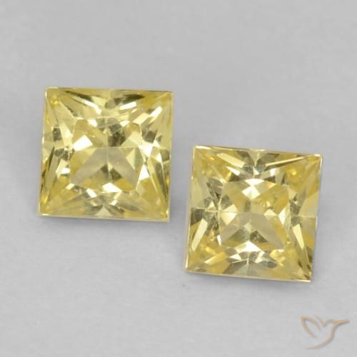 0.41 ctw Yellow Sapphire Gemstones, Sapphire Gems in Princess-Cut Shape for Sale.