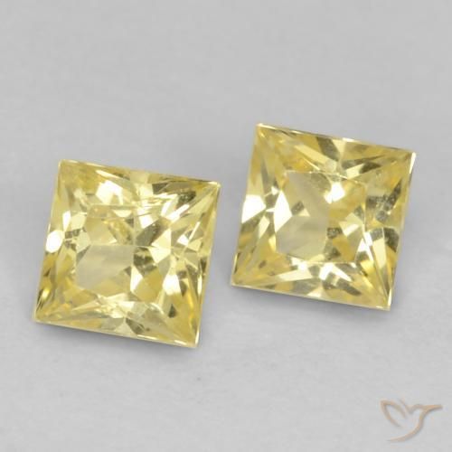 0.41 ctw Yellow Sapphire Stones, Natural Sapphire in Princess-Cut Shape for Sale