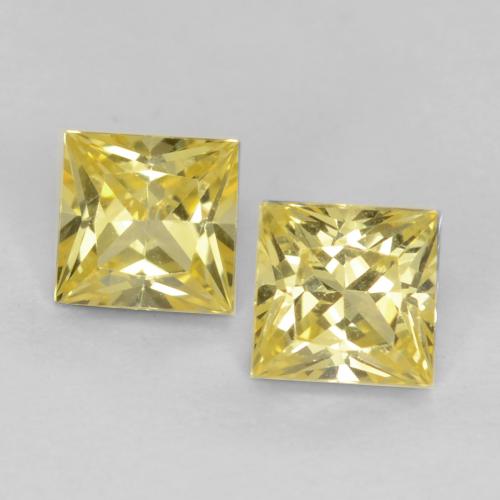 Paire de saphir Carré 4 x 3,8mm - Poids total 0,8 ct / moyenne 0,4 ct chaque, pierre gemme naturelle , couleur Jaune avec pureté vvs-vs, dureté Mohs 9 convient aux bijoux de tous les jours, pierre de sagesse, Pierre de naissance de septembre, Photo A