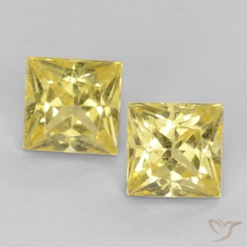 Zafiro amarillo suelto de 0,68 quilates, talla princesa de 3,7 x 3,6 mm de Tanzania, Photo A