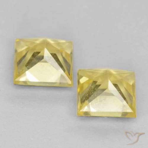 Sapphire Gemstones in 3.7 x 3.6 mm Size for Sale, Sapphire Stones in Medium-Light Yellow Color