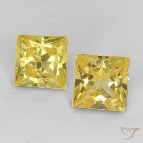 0.61ctw Natural Medium Yellow Sapphire, Square, VVS-VS