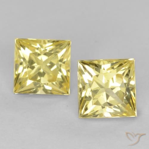 0.7 ct Loose Yellow Sapphire, 3.7 x 3.7 mm Princess Cut From Tanzania, Photo A