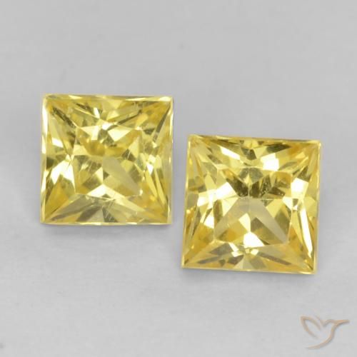 0.61 ct Yellow Sapphire, 3.5 x 3.5 mm Princess Cut From Tanzania, Photo A