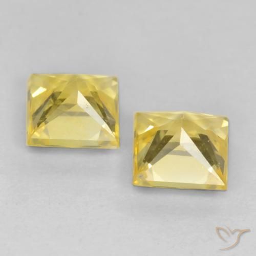 Sapphire Gemstones in 3.5 x 3.5 mm Size for Sale, Sapphire Stones in Medium Yellow Color