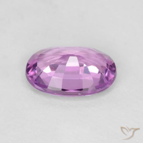 Sapphire Gemstone in 6.6 x 4.6 mm Size for Sale, Sapphire Stone in Intense Pinkish Purple Color