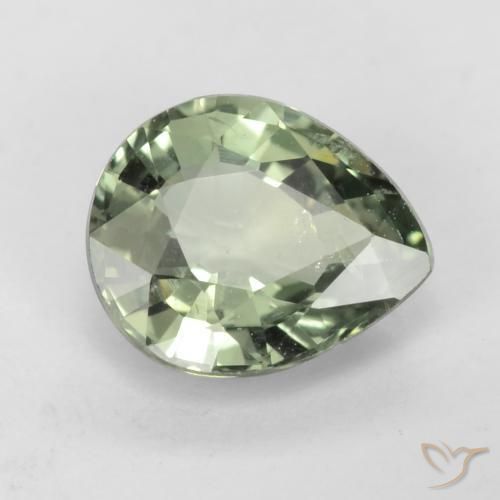 0.79 ct Green Sapphire Stone, Natural Sapphire in Pear Facet Shape for Sale