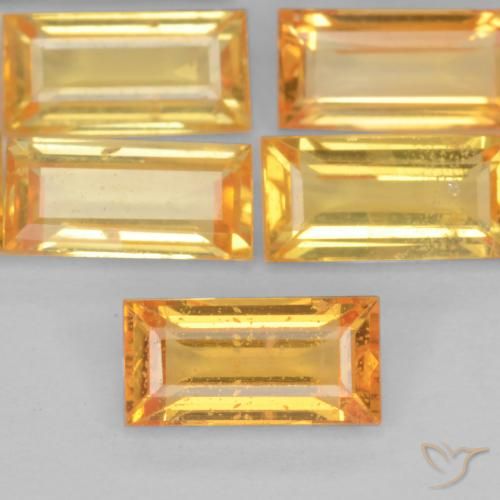 0.44ct Natural Orange-Gold Sapphire, Baguette, VS