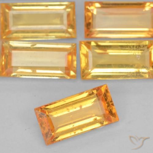 4.87 ctw Golden Sapphire Stones, Natural Sapphire in Baguette Facet Shape for Sale