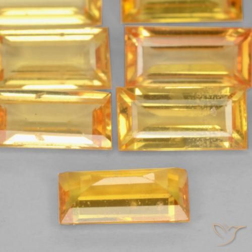 Sapphire Gemstones in 6 x 3 mm Size for Sale, Sapphire Stones in Orange-Gold Color