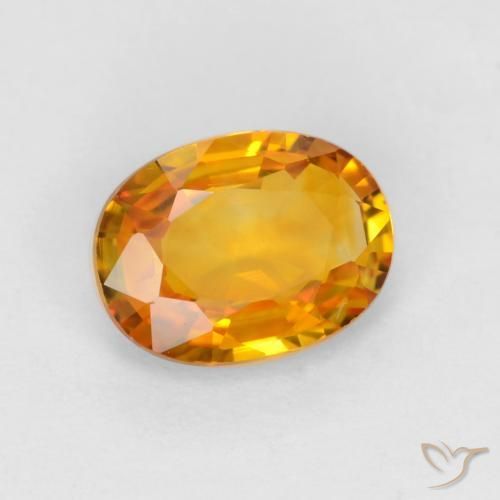 0.82 ct Orange Sapphire Stone, Natural Sapphire in Oval Facet Shape for Sale