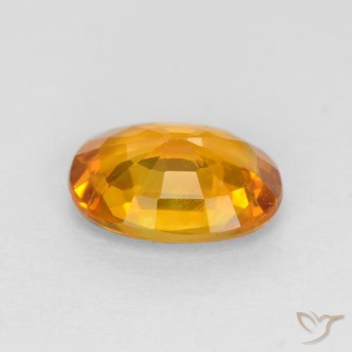 Sapphire Gemstone in 6.5 x 4.9 mm Size for Sale, Sapphire Stone in Medium Orange Color