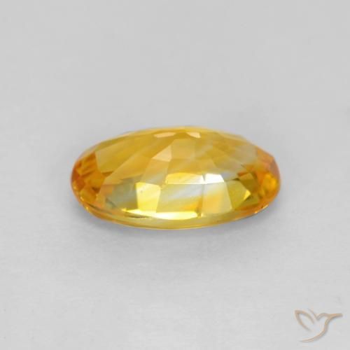 Sapphire Gemstone in 6.8 x 4.3 mm Size for Sale, Sapphire Stone in Deep Golden Orange Color