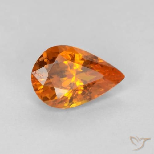 0.54 ct Orange Sapphire Stone, Natural Sapphire in Pear Facet Shape for Sale
